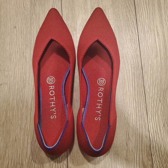Rothy's red pointed flats size 8 - Picture 1 of 6